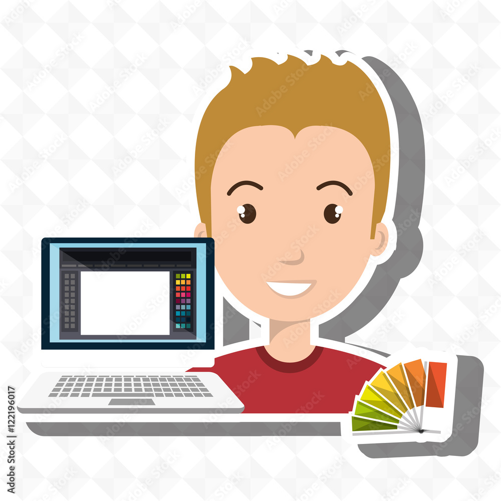 Poster man computer color chart vector illustration eps 10