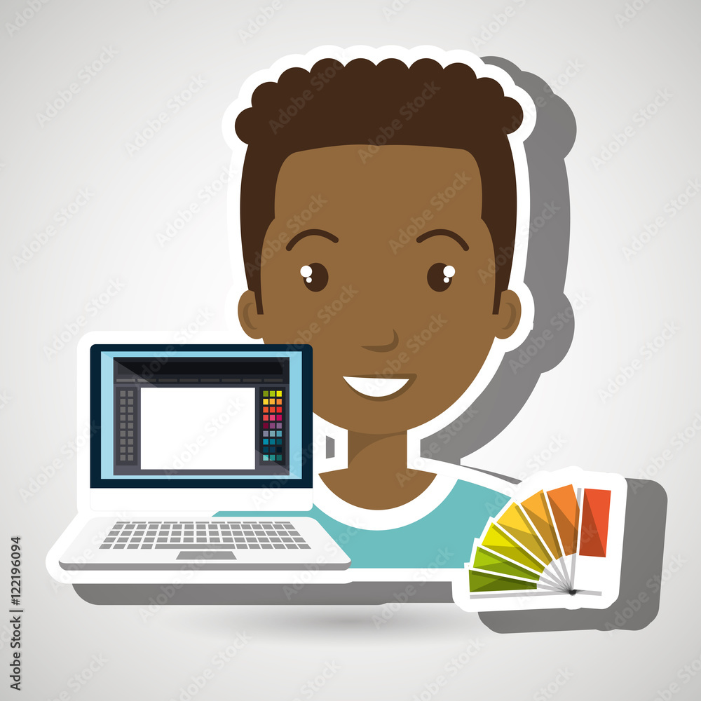 Poster man computer color chart vector illustration eps 10