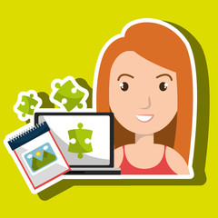 woman laptop creative innovation vector illustration eps 10