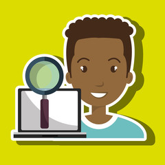 man laptop search innovation vector illustration eps 10