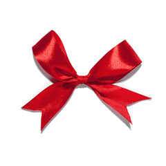 Red ribbon bow on white background