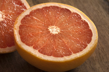 Fresh half pink or rose grapefruit