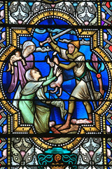 Le massacre des innocents. Vitrail. Basilique du Sacré-Coeur. Paray-le-Monial. / The massacre of the innocents. Stained glass. Basilica of the Sacred Heart. Paray-le-Monial.