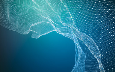 Abstract polygonal space low poly dark background, 3d rendering