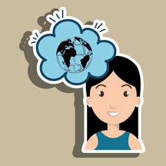 woman thinking creating bubble vector illustration eps 10