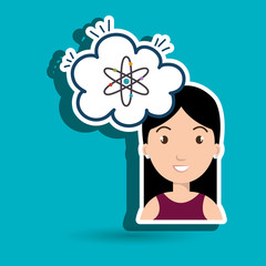 woman thinking creating bubble vector illustration eps 10