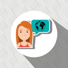 woman thinking creating bubble vector illustration eps 10