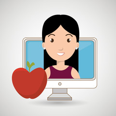 woman thinking creating bubble vector illustration eps 10