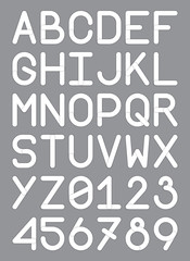 english font typeface capital letters and numbers modern style sans serif white vector illustration