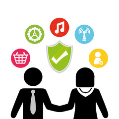 Social network couple icon loaded music person sell