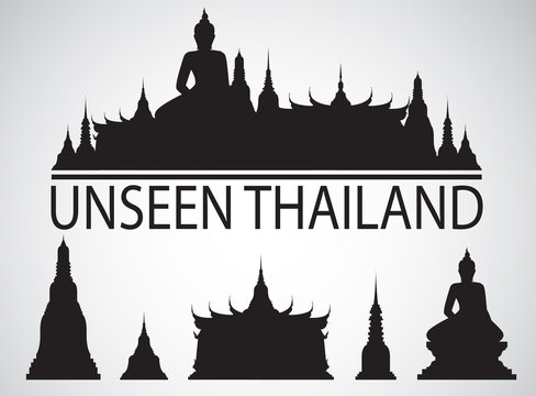 silhouette Wat in bangkok thailand
