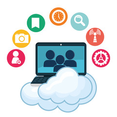 Social network cloud computer person icon message