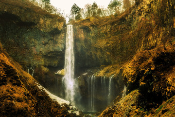 Kegon waterfall is one of famous of Nikko's beautiful waterfalls. Kegon waterfall located at Nikko, Tochigi, Japan.