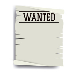 Wanted paper poster icon. Search and western theme. Vintage retro and isolated design. Vector illustration