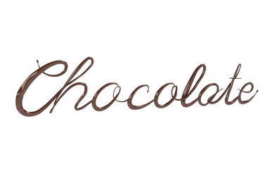 3d illustration of chocolate text isolated on white background