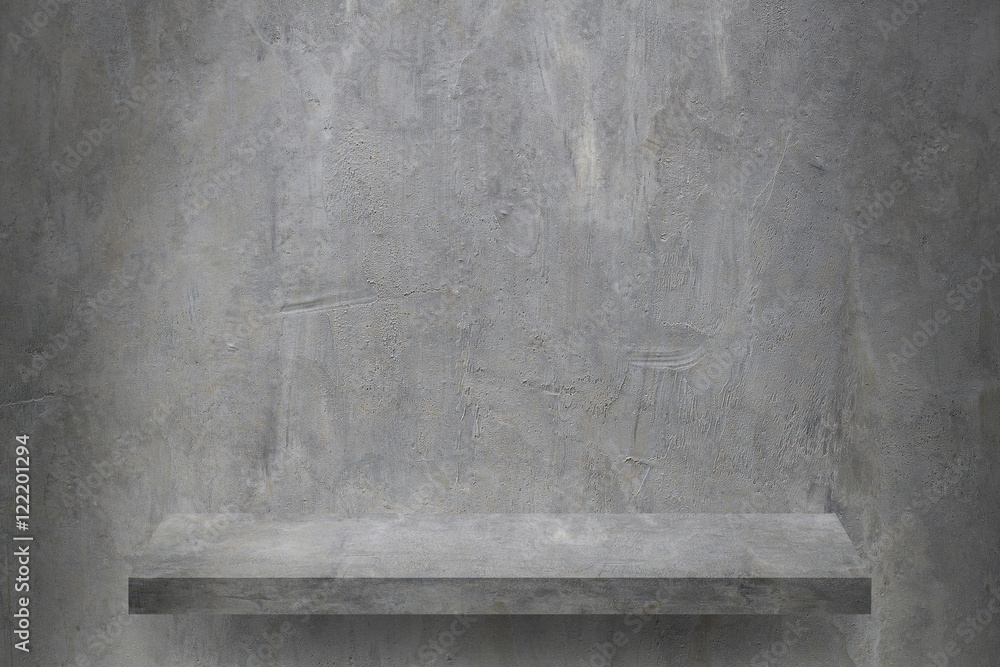 Poster cement wall with shelf for product display