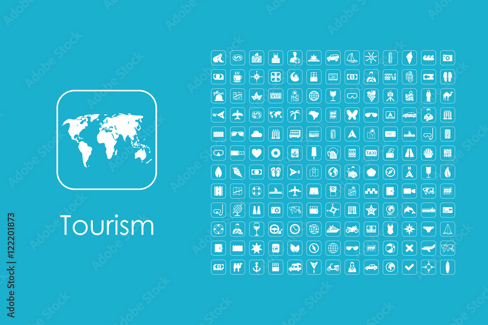 Wall mural set of tourism simple icons