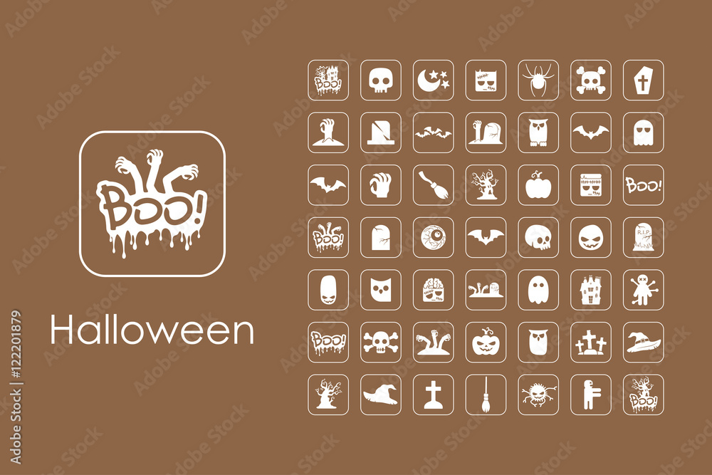 Poster set of halloween simple icons