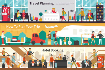 Travel Planning How To Plan Your Trip Hotel Booking flat interior outdoor concept web