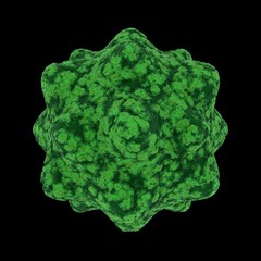 Green Virus Spore Isolated on Black Background - 3D Illustration