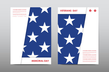 Obraz na płótnie Canvas Set of Veterans Day brochure, poster templates in USA flag style. Beautiful design and layout