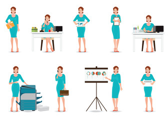 Fototapeta premium Business working women in smart suit isolated on white.