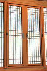 traditional wooden window  / A pattern view of traditional wooden window in the wooden house in korea 