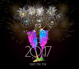 New year champagne toast 2017 background