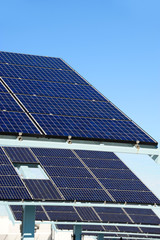 Fototapeta premium solar panels in a row in solar power station