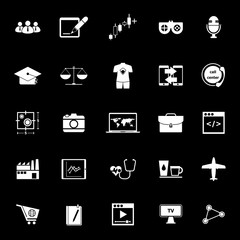Online working icons on black background