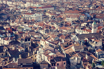Fototapeta na wymiar Aerial view of old city of Venice, Italy. European travel destination, vacation and architecture concept