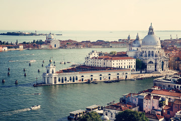 Fototapeta premium Aerial view of old city of Venice, Italy. European travel destination, vacation and architecture concept
