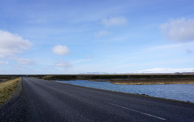 Beautiful Meadow landscape on the road