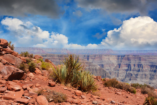 West Rim of Grand Canyon crossed by Colorado River, Arizona, USA