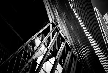 windows of business building with B&W color