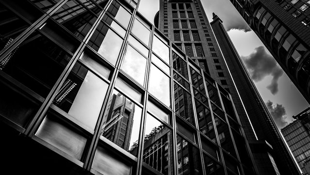 windows of business building with B&W color © joeycheung