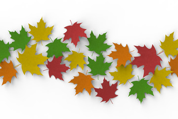 thanksgiving day concept with colourful maples on white background