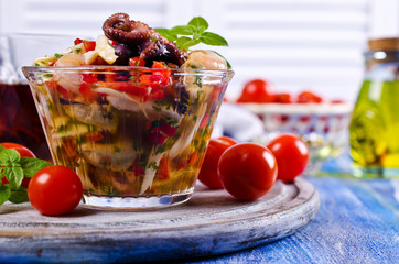 Seafood salad with vegetables