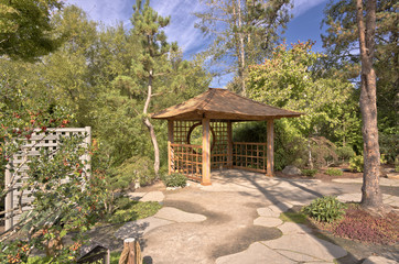 Small gazebo in a Japanese garden Oregon.