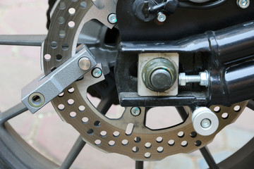 Key lock disk brakes motorcycle.
