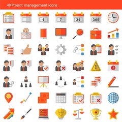 Set of 49 modern project management vector icons