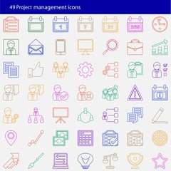 Set of 49 modern project management vector icons