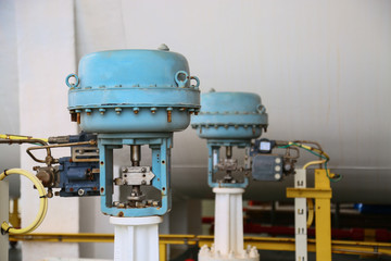 Pressure control valve in oil and gas process and controlled by Program Logic Control, PLC...