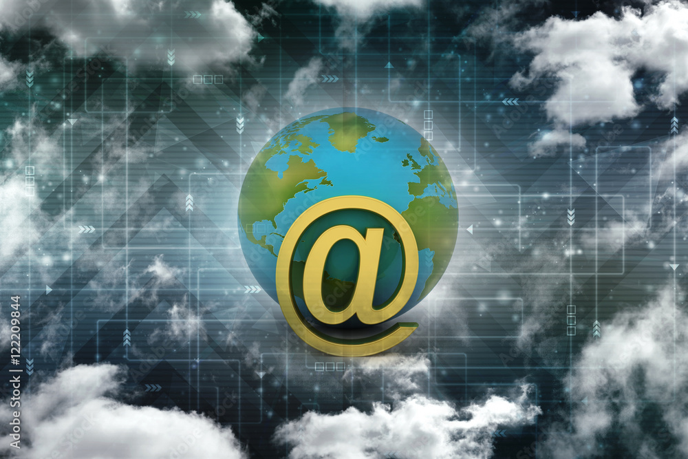 Aufkleber 3d rendering e mail sign connect with world