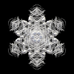 Silver snowflake on black