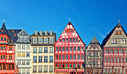 Old traditional buildings in Frankfurt, Germany - obrazy, fototapety, plakaty