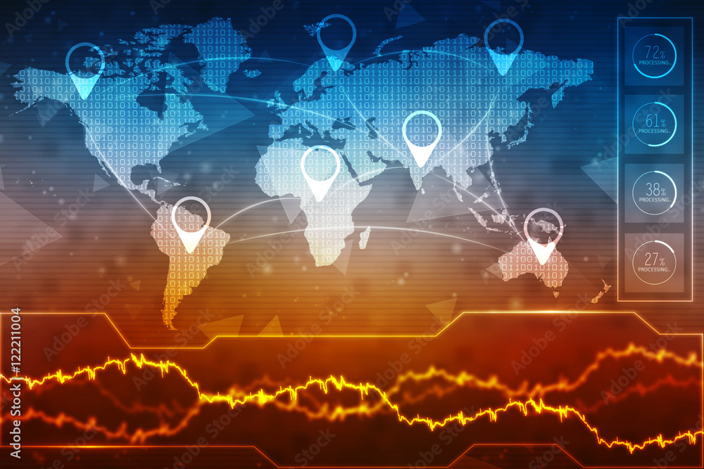 Poster 2d rendering red map pointer