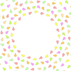 Fototapeta na wymiar Cute funny background pattern border frame with multicolored pastel paper planes isolated on the white (transparent) fond. With space for invitations or greeting cards text. Vector illustration 
