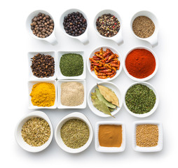 Various dried herbs and spices.