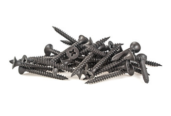 Black screws isolated on a white background